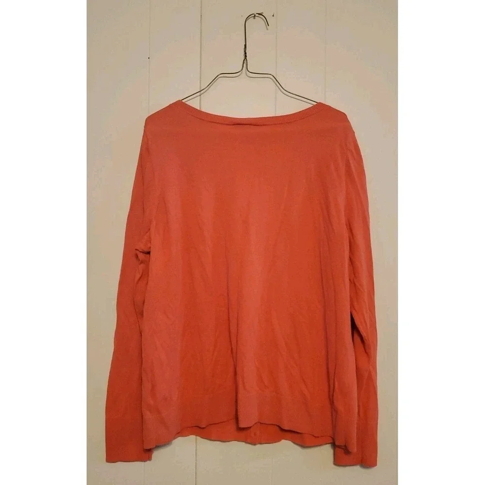 Lane Bryant Button Front Cardigan Size 18/20 Coral Pink Long Sleeve Cotton